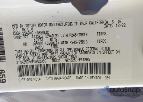 2023 Toyota Tacoma Double Cab/Sr5/Trd Sport/Trd Off Road z USA, uszkodzony, nr VIN 3TMAZ5CN6PM202959